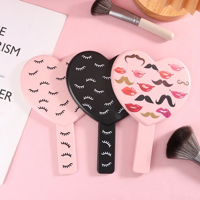 1 Pcs High Definition Handheld Heart-shaped Eyelash Mirror Eyelash Inspection Mirror Makeup Gadgets Vanity Mirror Girl Gifts