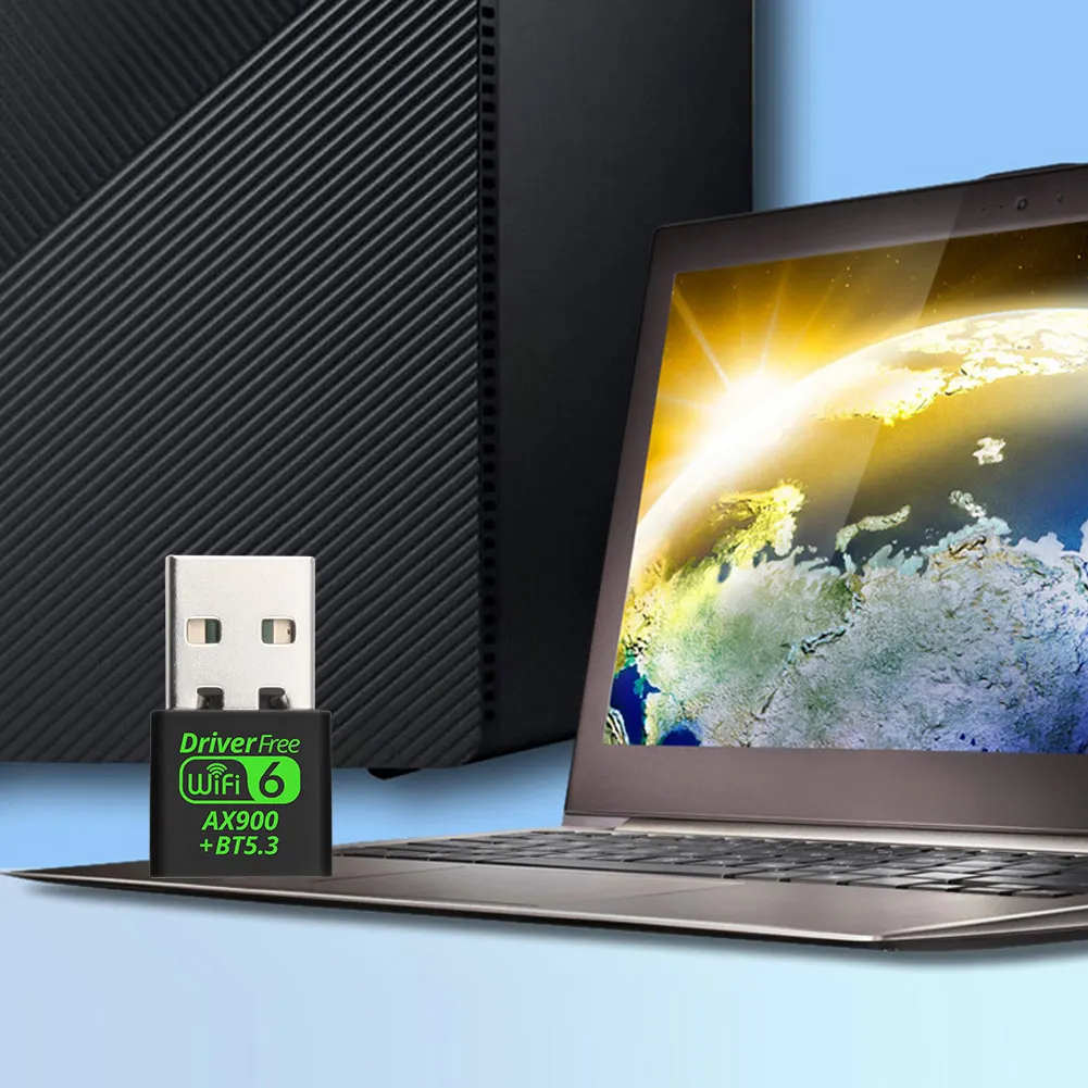 USB WiFi 6 بلوتوث متوافق 5.3 محول بطاقة الشبكة اللاسلكية 900Mbps ثنائي النطاق 2.4/5.8 جيجا هرتز سائق مجاني للكمبيوتر/الكمبيوتر المحمول/سطح المكتب