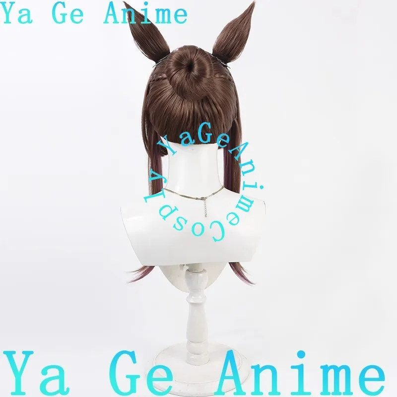 يا جي أنيمي تأثيري WigUma Musume سوبر كريك شعر مستعار تأثيري آذان ذيل سباق الخيل فتاة لعبة عرض الواقع شعر مستعار شخصية