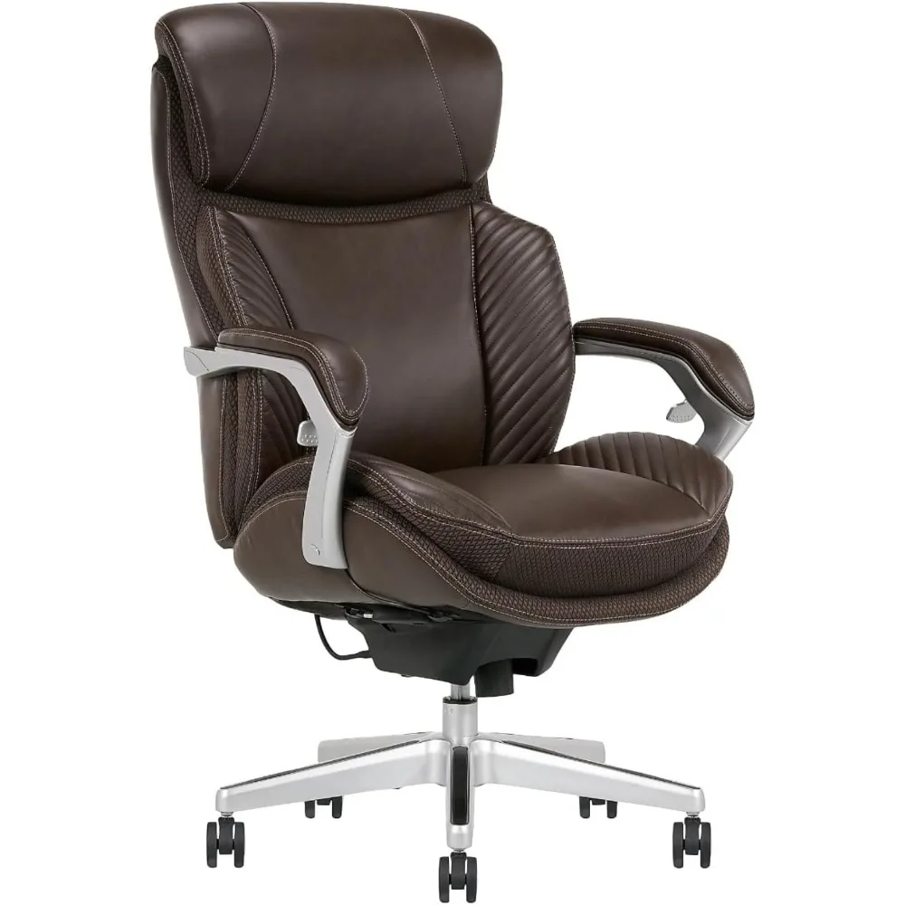 

Serta iComfort i6000 Series Big & Tall Ergonomic Bonded Leather High-Back Executive Chair, Brown/Silver