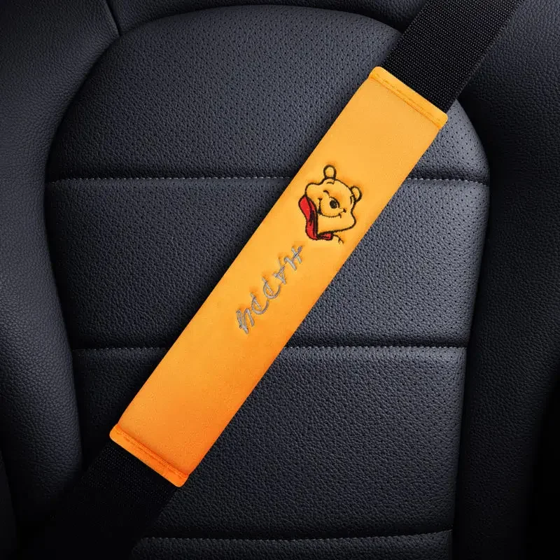 

MINISO Car Seat Belt Cover Shoulder Protector Four Seasons Universal Seat Belt Cartoon Mickey Winnie Bears Interior Decoration