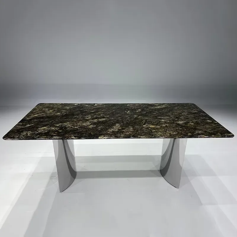 Customized Natural Black Marble Dining Table Stone Furniture Dining Table Rectangle Marble Dining Table