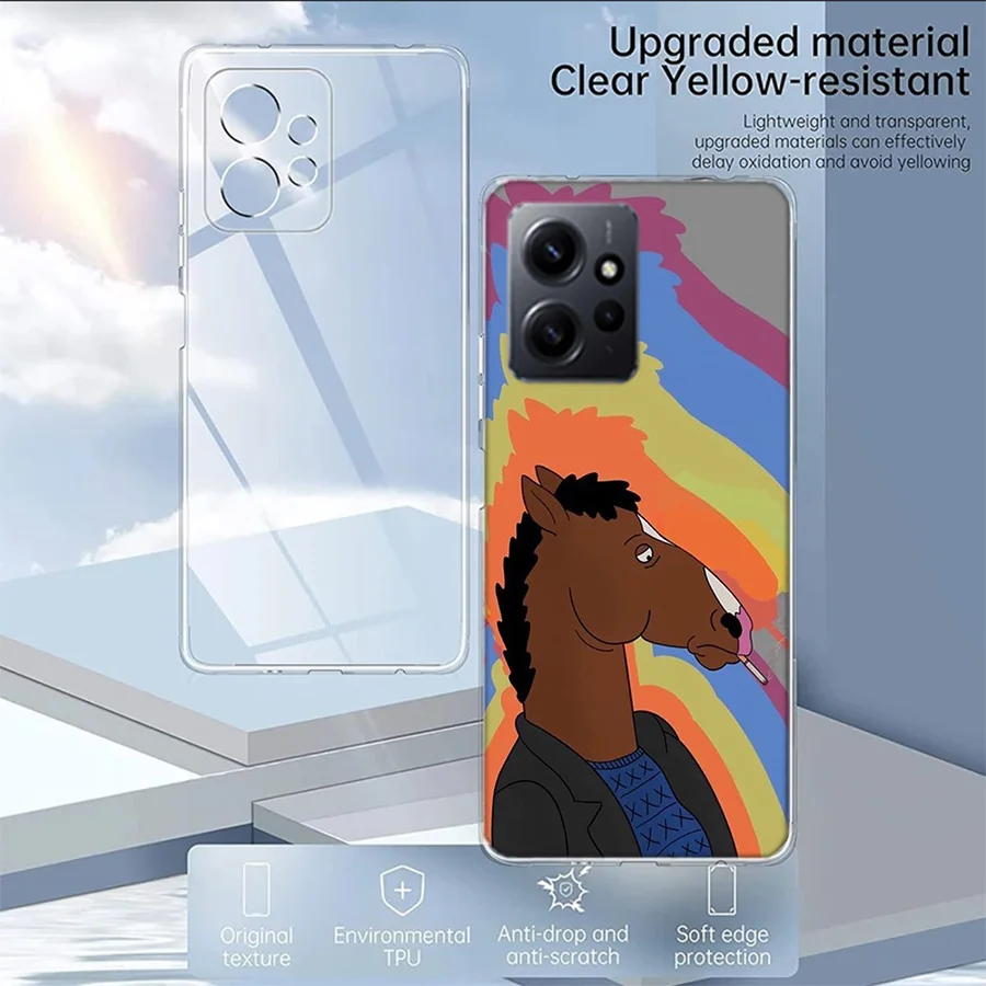 Cartoon B-boJack Horsemans Luxury Phone For Xiaomi Redmi Note 13 Pro 5G Plus 12 12C 10 10A 10C 9 9A 9C 9T 8 8A K60 K70 Pro 10X S