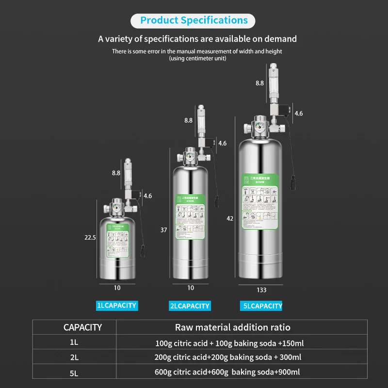 1L 2L 5L CO2 Reactor Aquarium CO2 Gsa Plant Aquarium Cylinder Generator - view 2