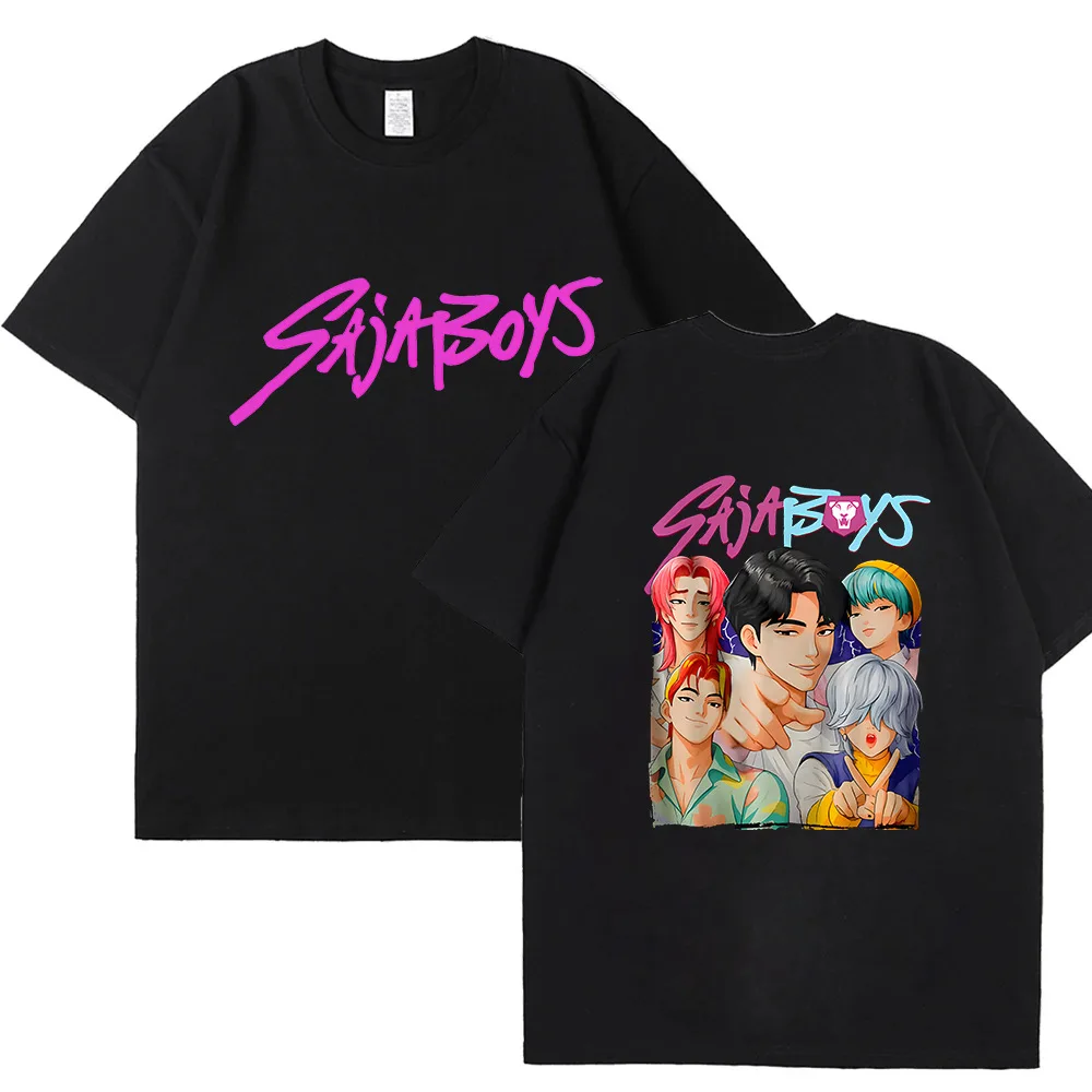 Anime Saja Boys Cosplay Kostium Męski T-Shirt Kpop Demon Hunters Unikalna Koszulka Krótki Rękaw Okrągły Dekolt Bawełniana Odzież Letnia