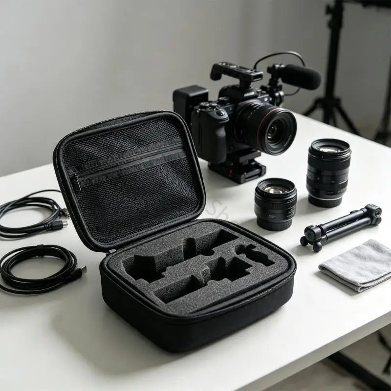 96BA Tragbarer Kamera-Kit-Organizer für Pocket 4Pro-Halter, strukturierte EVA-Hülle mit Tragegurt, separater – Detail 3