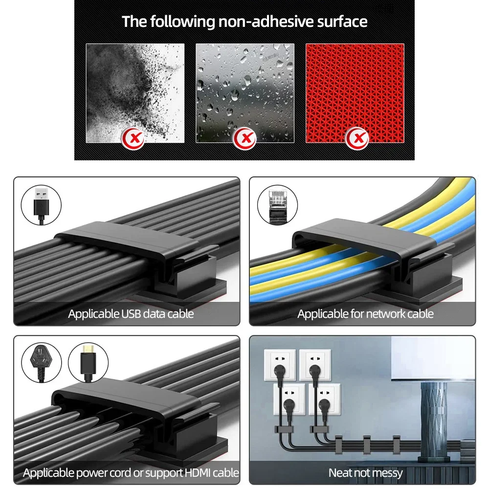 Data Cable Organizer Winder Desktop Workstation Tidy Management Clip Wire Holder for Charging Line Computer Mouse Headphone image 5