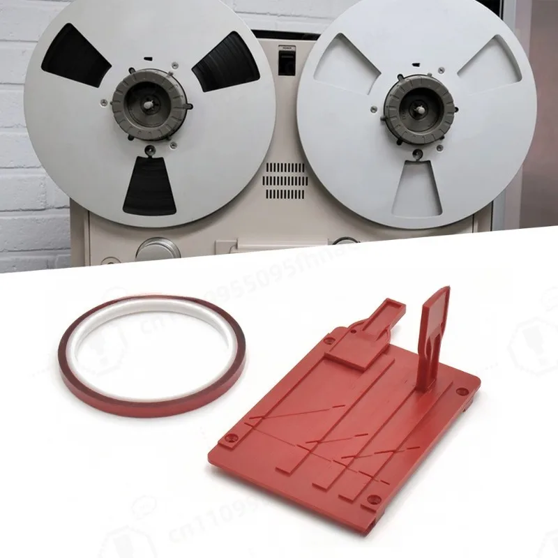 New Red 1/4 Inch 10 Inch Tape Splicer Kit Splicing Block Connector Rail Set Vintage Open Reel Tape Recorder Repair Accessories