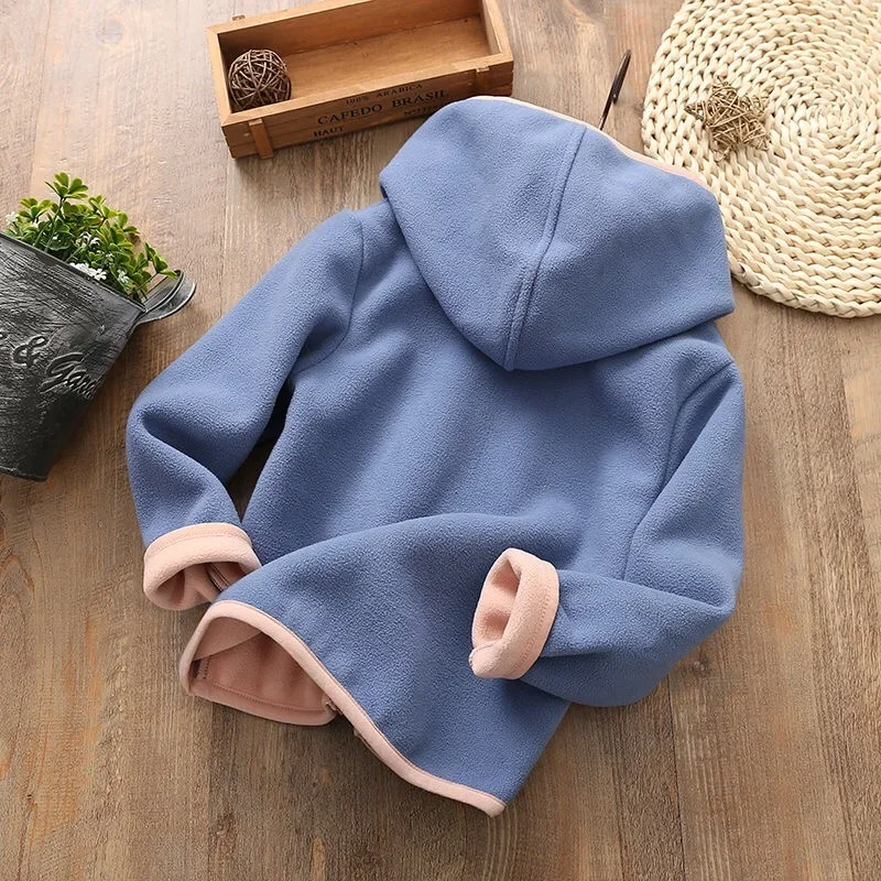 2024 Kids Girls Jacket Coats Autumn Winter Soft Polar Fleece Hoodies Jacket Boys Coat Warm Children Outwear Teen 4 6 8 10 Years