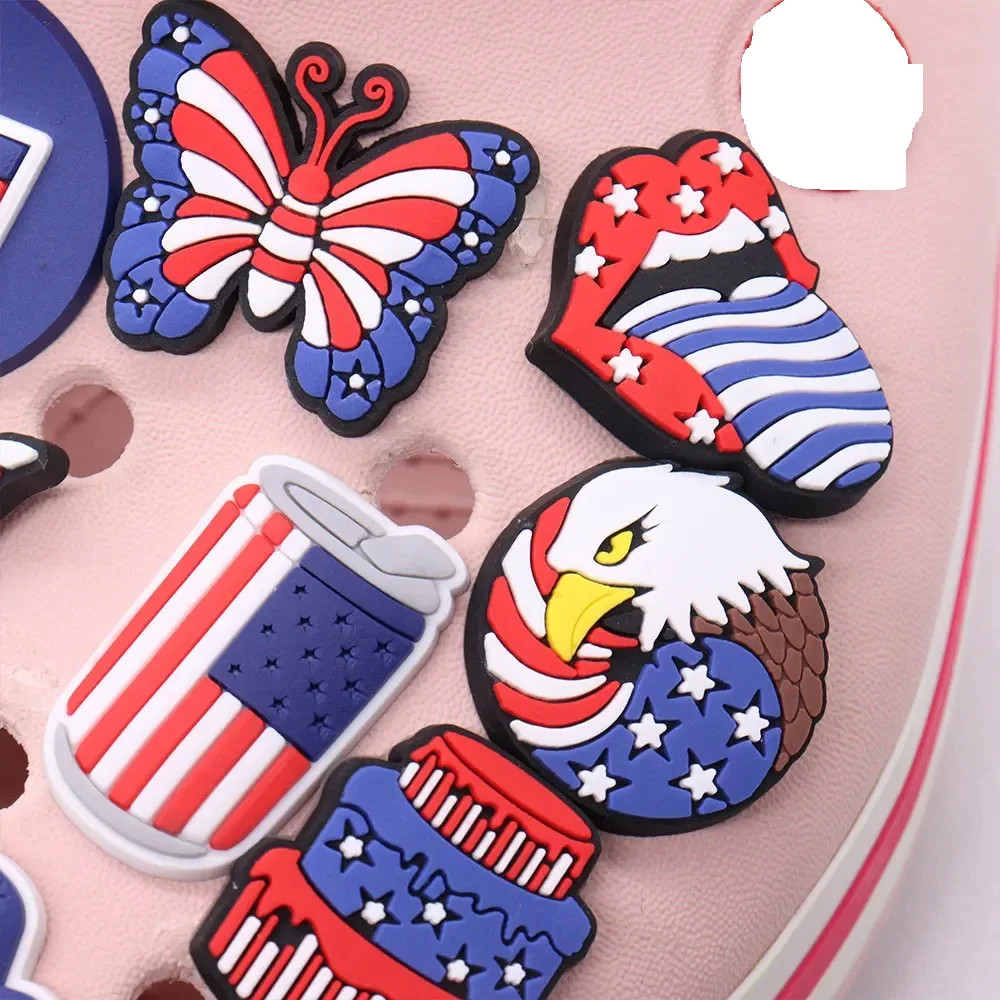 1-19 Stück Amerika Fußball Getränke USA Blume Freiheits statue PVC Schuh dekoration Schnalle Charms Clog Pin Loch Slipper Zubehör