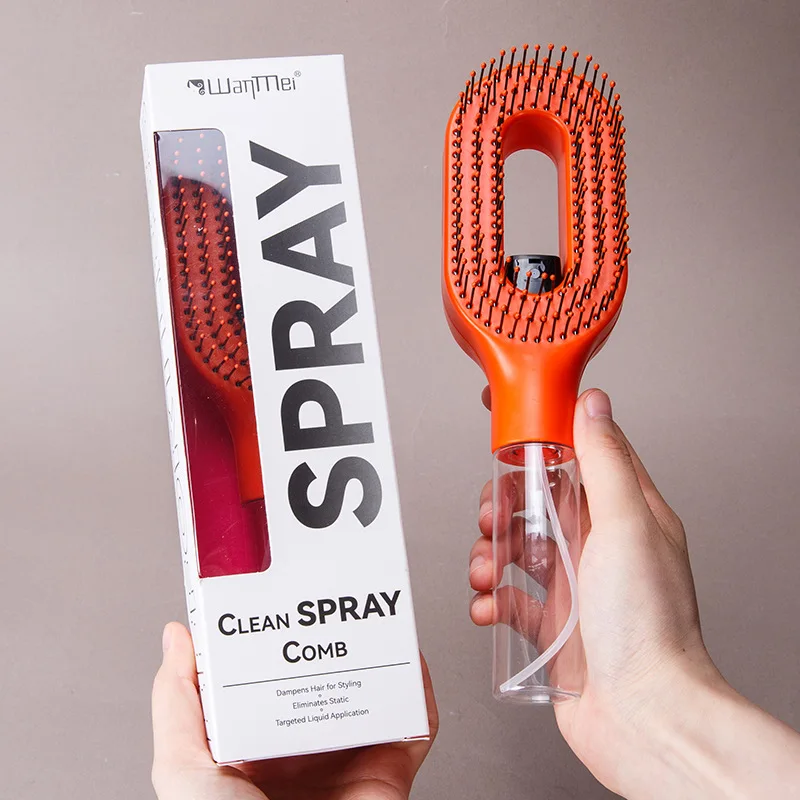 2 In 1 Spray Hair Paddle Comb Soft Round Bristle Detangler Brush Wet Dry  Anti Static Moisturizing Fluffy Salon Hair Tool Gift view 2