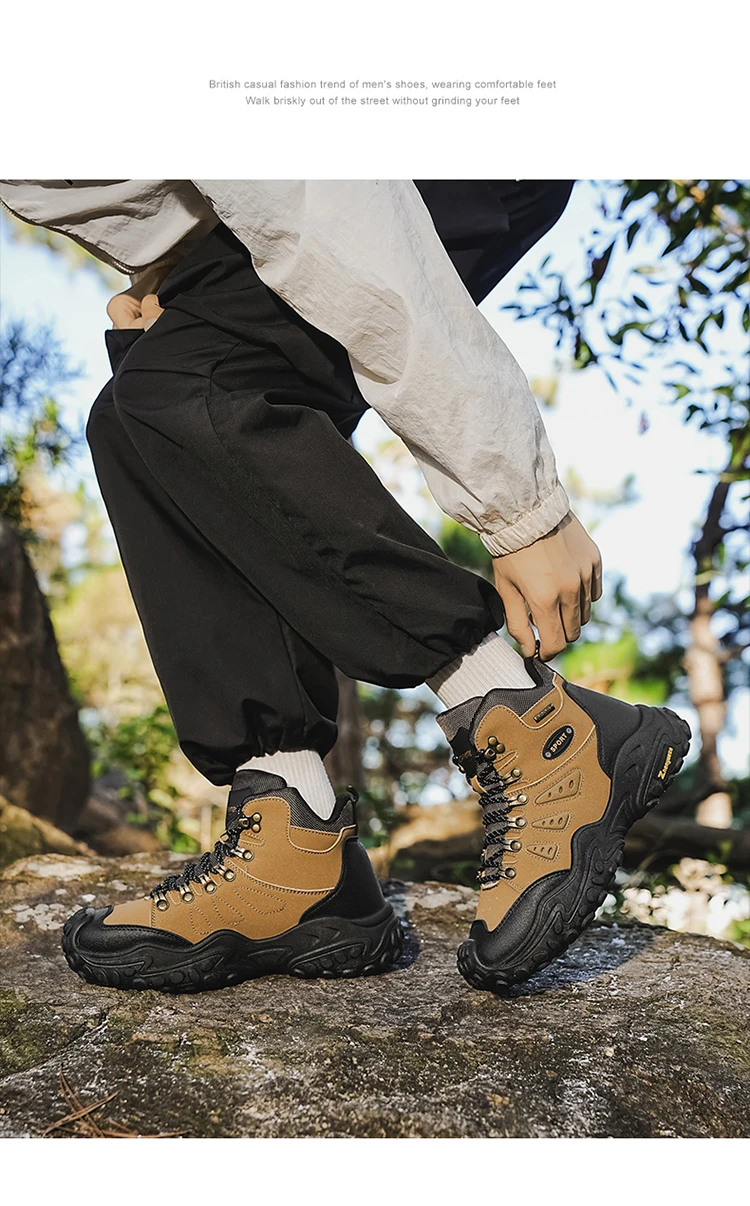 Modische, bequeme und vielseitige Herren-High-Top-Wanderstiefel in großen Größen, ideal für Outdoor-Aktivitäten, Bergsteigen und Reisen, als Geburtstagsgeschenk oder Weihnachtsgeschenk geeignet. – Detail 8