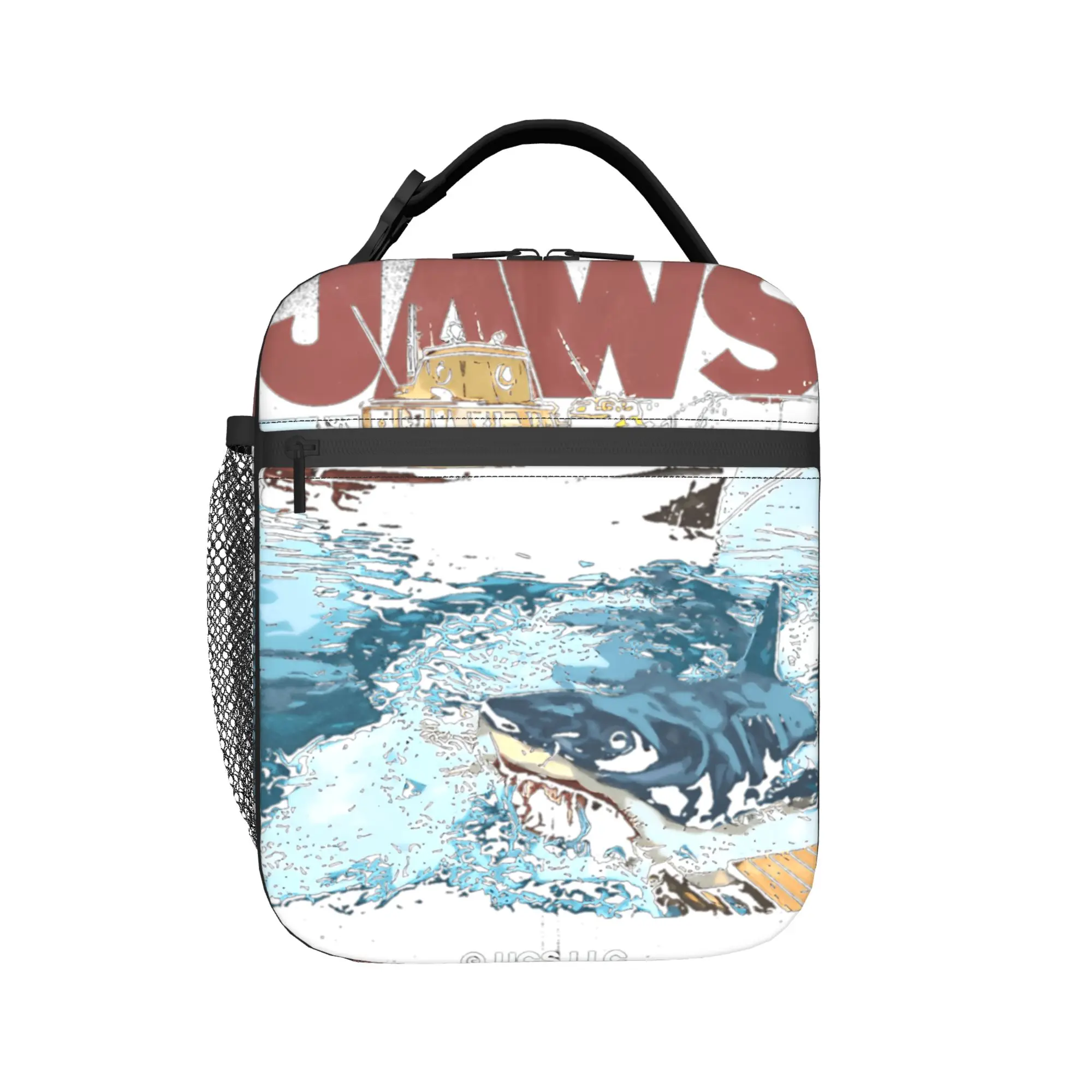 Jaws movie poster Lunch Bag Office Portable Zipper Tote Food Bags For Child  Waterproof Print Cooler Bag