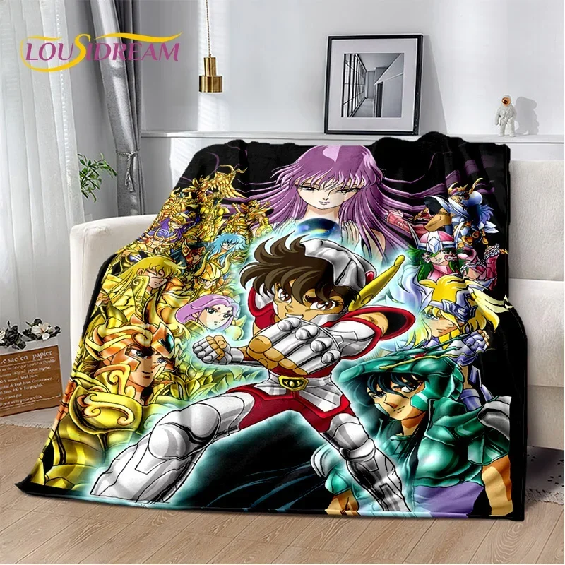 Cartoon Saint Seiya 3D Retro Soft Flannel Blanket for Beds Bedroom Sofa Picnic,Throw Blanket for Cover Outdoor Leisure Nap Gift