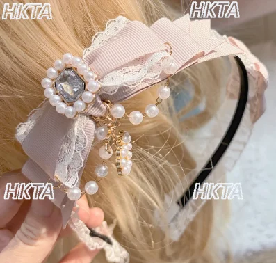 Japanese Mass Produced Three Dimensional Bow Headband Headwear Sweet Rhinestone Lolita Subculture Hair Clip Accessories Women