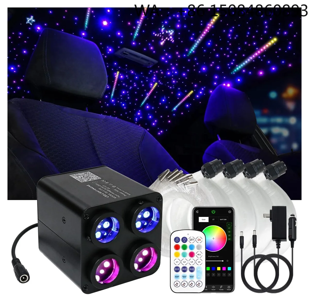 4 Color 2 In 1 Meteor Twinkle Fiber Optic Starlight Headliner Kit Shooting Star Sound APP Remote Car Home Ceiling Lamp