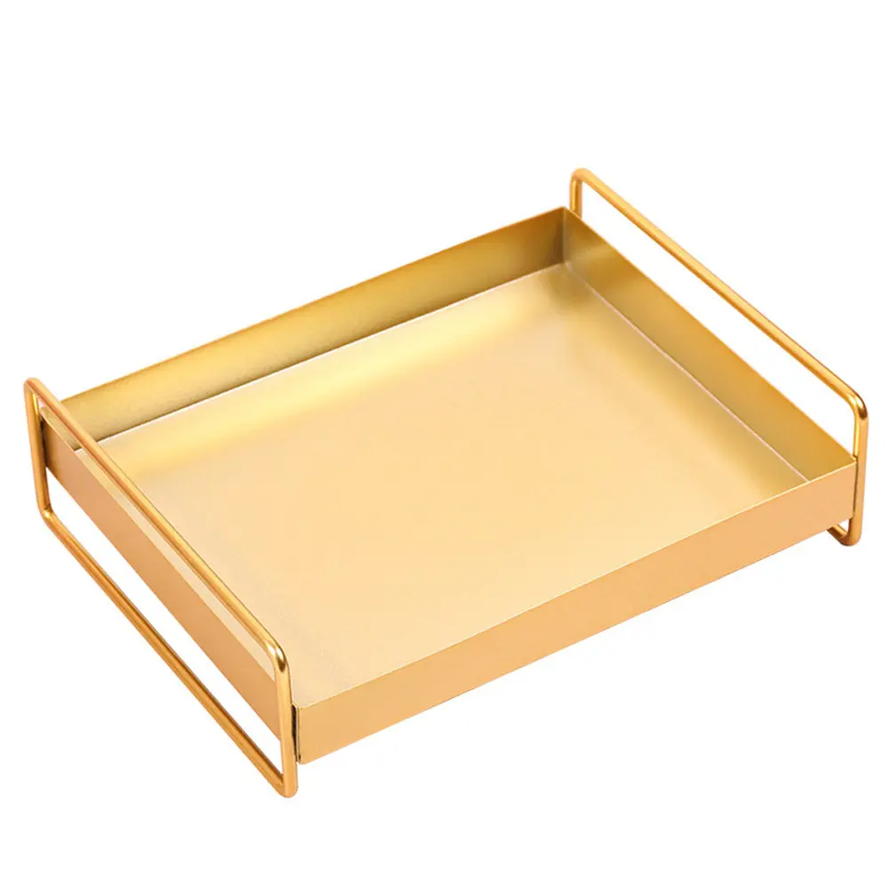 Iron Gold Decorative Storage Tray for Jewelry, Cosmetics, Perfume, Brushes & Sundries – Home Decor Vanity Organizer