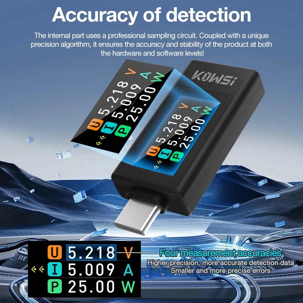 

11 in 1 Type-C Tester Digital Voltmeter Ammeter Power Meter Voltage Current Meter Phone Charging Tester DC 4-30V 8/12A PD2.0 3.0
