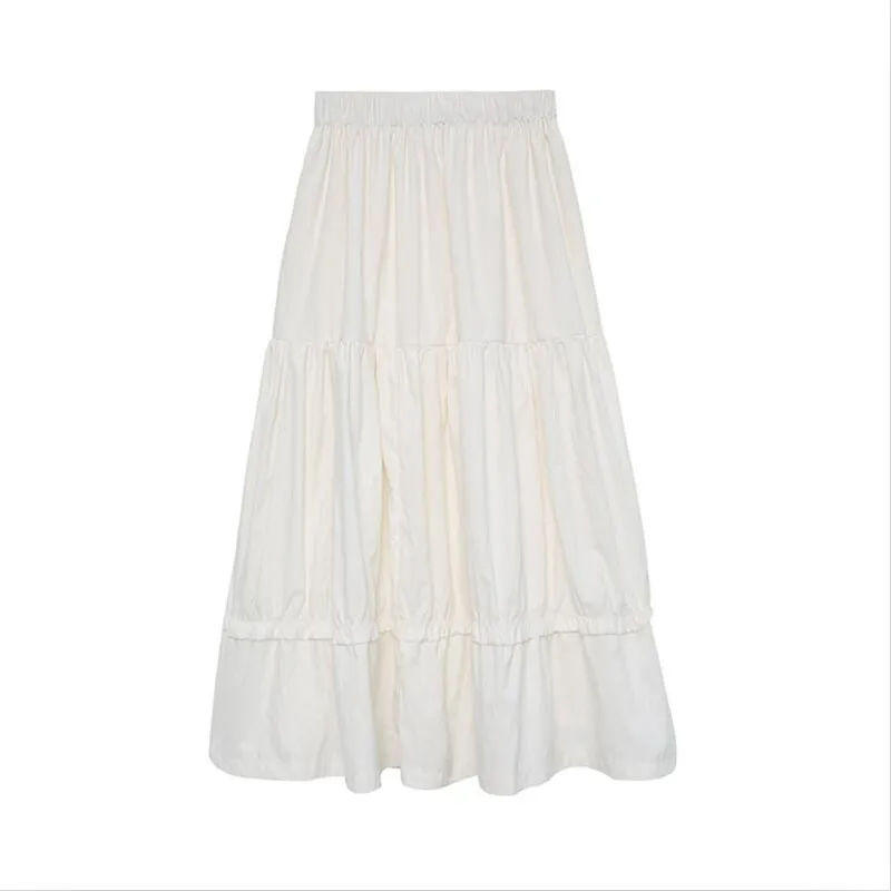 

2024 Women Cotton Linen Cute Girls Long Skirts Autumn Preppy Style Casual Skirts Party Skirts -