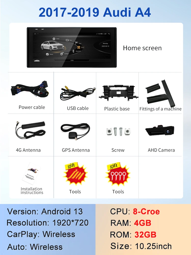 STWEI Fabriek Prijs 10.25 "Android13 AUTO Carplay Voor 2017 AUDI A4 A5 S5 B9 Auto Video Spelers GPS navigatie Centrale Multimedia