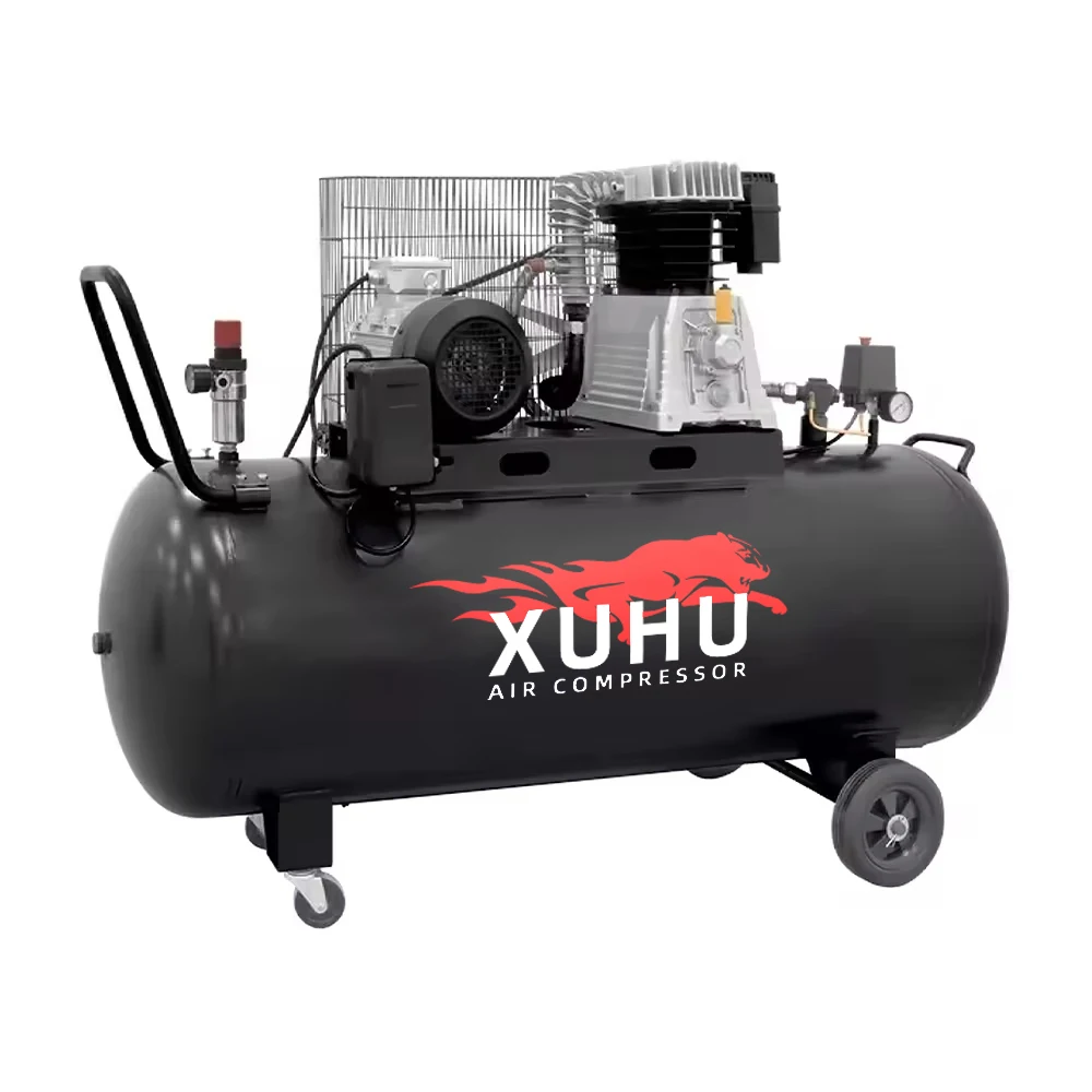 New Design 4KW 5.5HP 300L Industrial Lubricated Piston Italy Type Portable Belt Driven Air Compressor with Engine and Motor