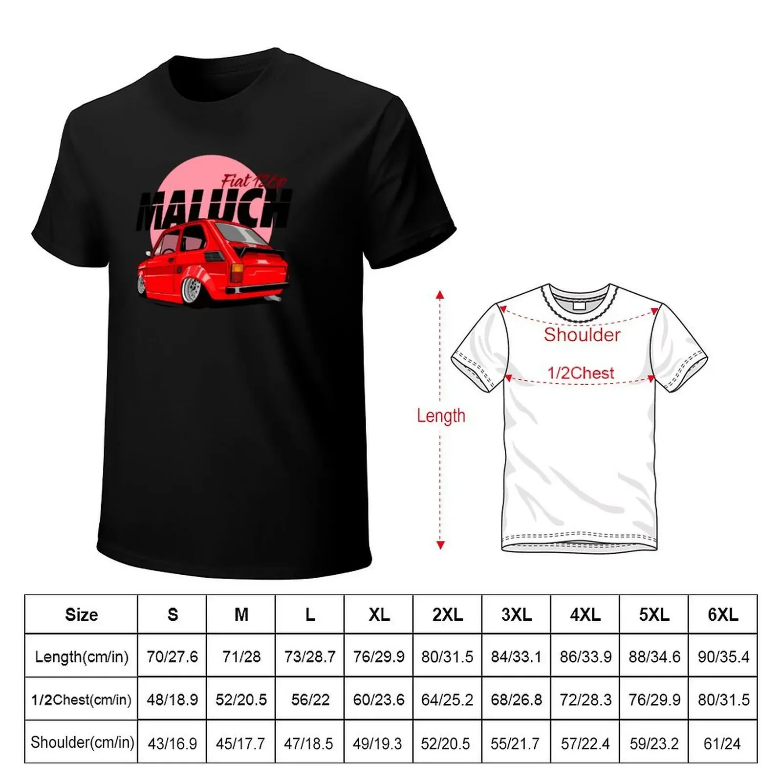 FIAT 126p MALUCH ROOD T-shirt grafische t-shirt vintage anime dingen t-shirts voor mannen pack