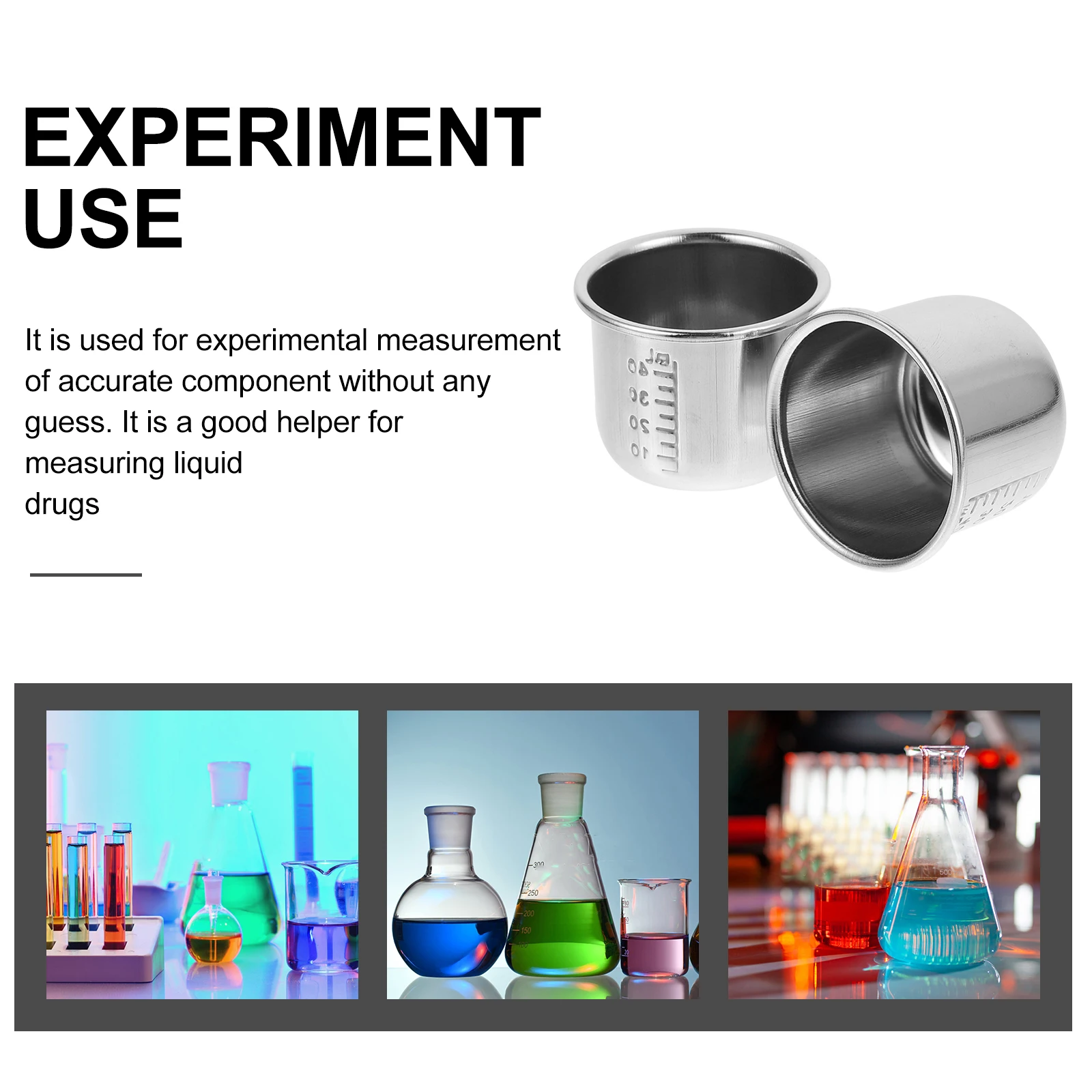 

4pcs Stainless Steel Measuring Cups Graduated Medication Cups With Scale For Laboratory Thickened Leakproof Heat Resistant