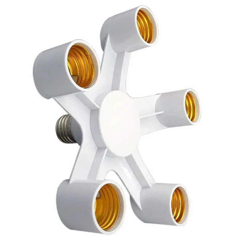 

75STO-E27 Base Socket Splitter LED Bulb Lamp Holder 5In1 LED Lamp Socket Light Bulb Adapter Holder