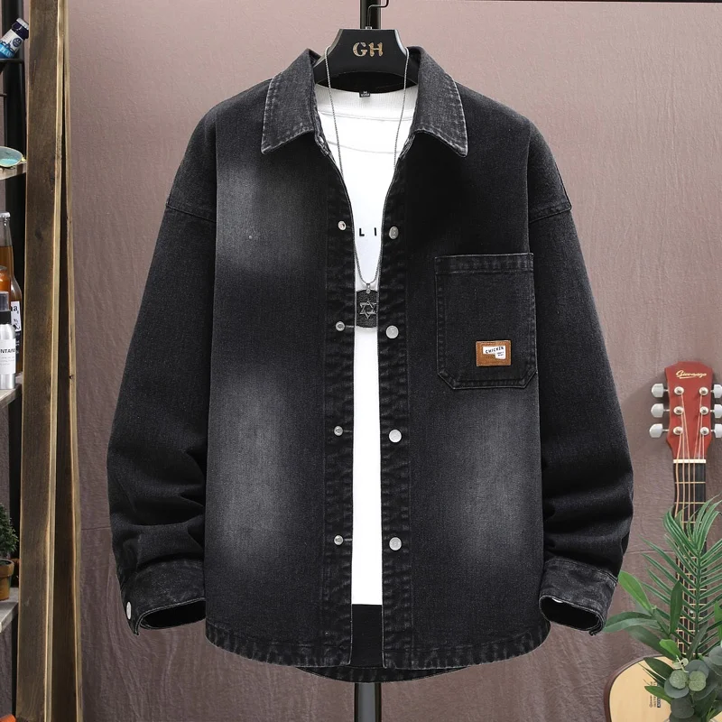 

Осенняя джинсовая куртка для мужчин 2023: Новинка, модная, универсальная, повседневная, для подростков и старшеклассников, с длинными рукавами