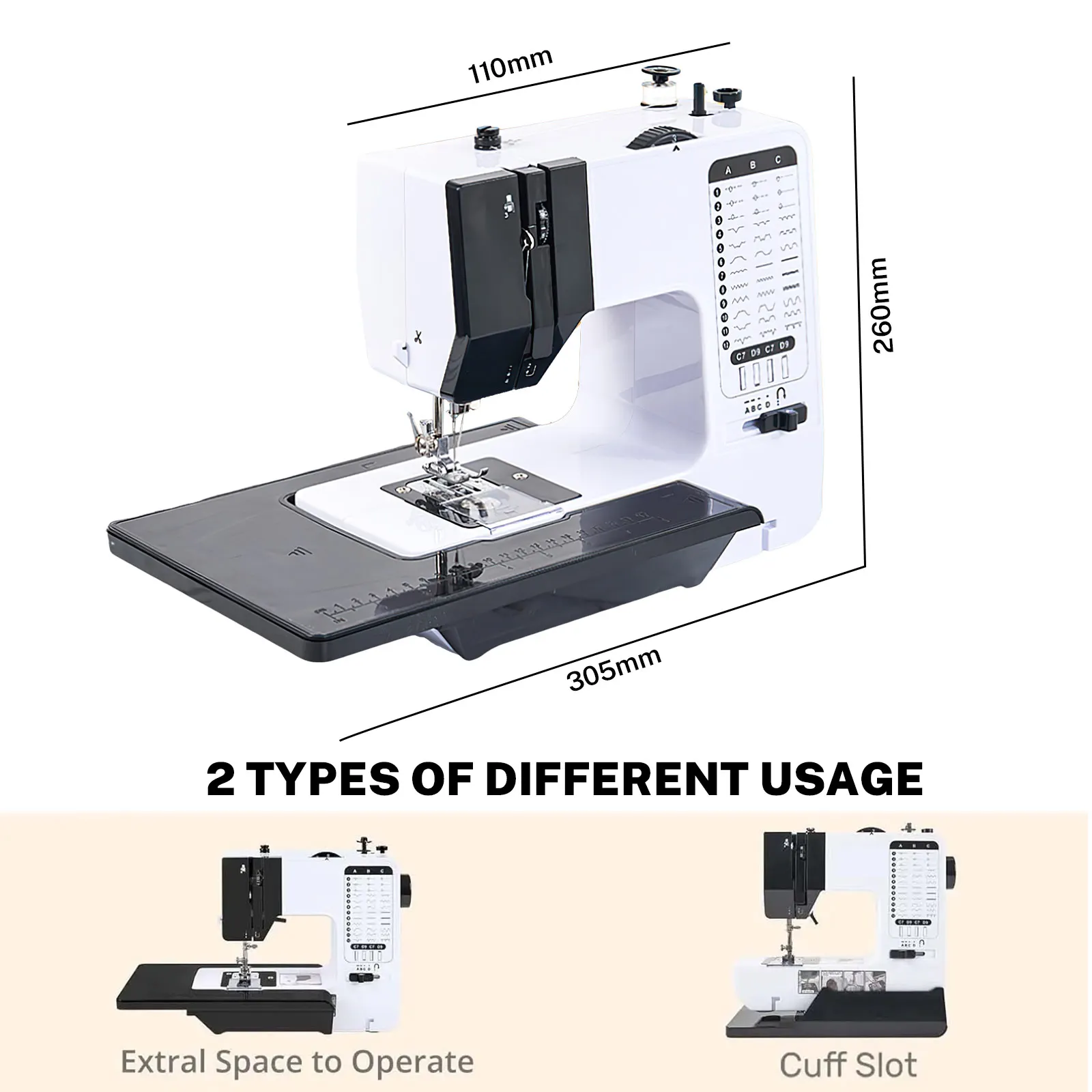 Factory Direct 2026 Portable Mini Electric Sewing Machine For Beginners Home Use With 12 Stitch Patterns Foot Pedal White