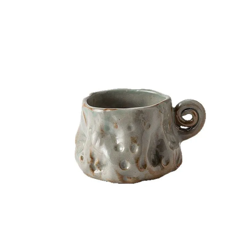 Creative Ceramic Mug Unique Shape Handmade Coffee Cup Retro High Aesthetic Light Luxury Irregular Design