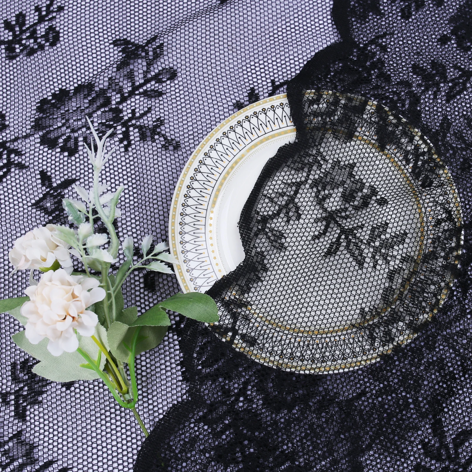 2 Stück Vintage-Blumenstickerei, Spitze, transparenter Vorhang, weiße französische Türvorhänge für Schlafzimmer, Küche, Fenster, feine Vorhänge – Detail 16
