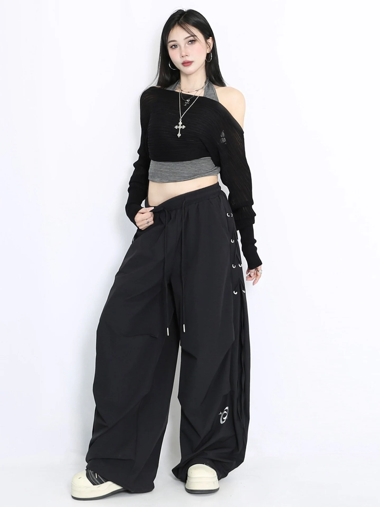 Street Dance Design Sensation Hip Hop Women's Summer Dstring Slimming Banana Sports Pants Qui Dry Straight Leg High Waist