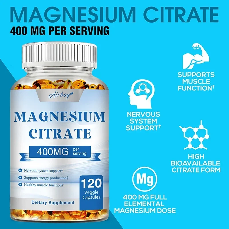 

Magnesium Citrate Capsules - for Muscle, Nerve, Bone and Heart Health - Gluten Free, Non-GMOSupplements