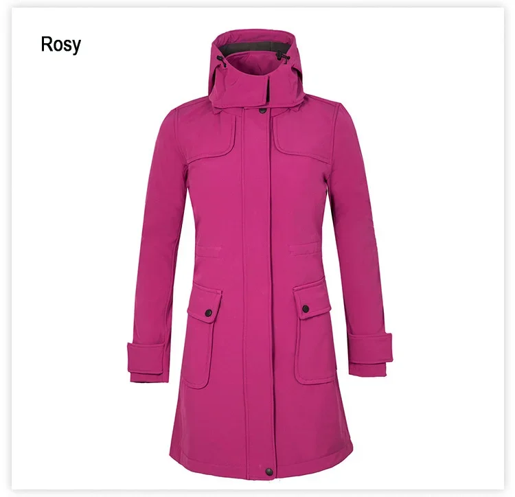 Women's Autumn Winter Trekking Hiking Camping Outdoor Soft Fleece Long Windbreaker Female Climbing Coats