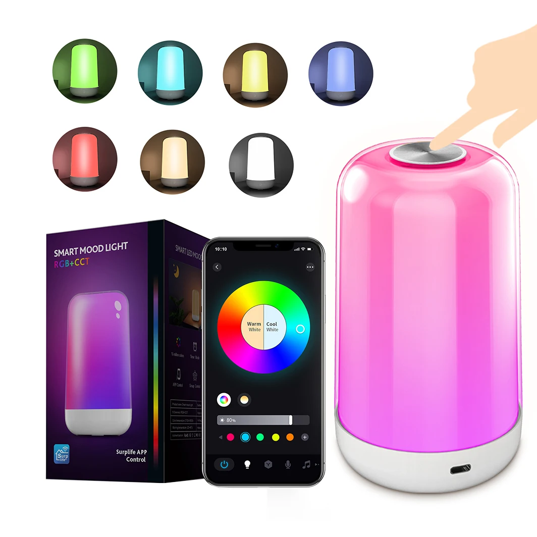 

GGbingo RGB Led Night Lights Touch LED Night Lights 3600mAh Battery Music Rhythm Bedside Table Lamp For Bedroom Decoration