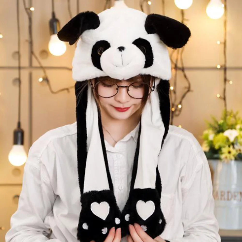 Pinguim orelha mover chapéu novidade animal brinquedos de pelúcia chapéu orelhas jumiping up chapéu cosplay festas dos desenhos animados chapéus para crianças adulto orelha boné