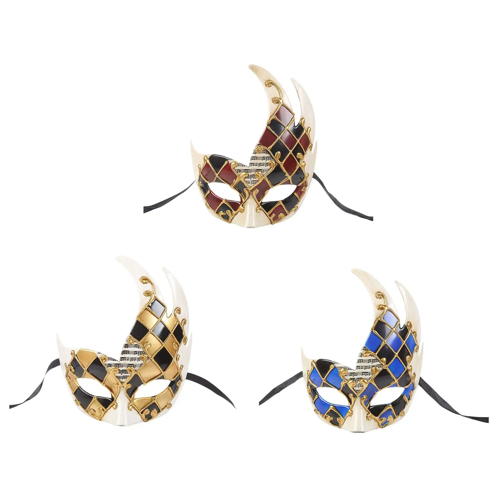 Masquerade Mask Mardi Gras Mask Checkered Mask for Women Eye Mask Cosplay Mask for Party Fancy Dress Stage Performance Show