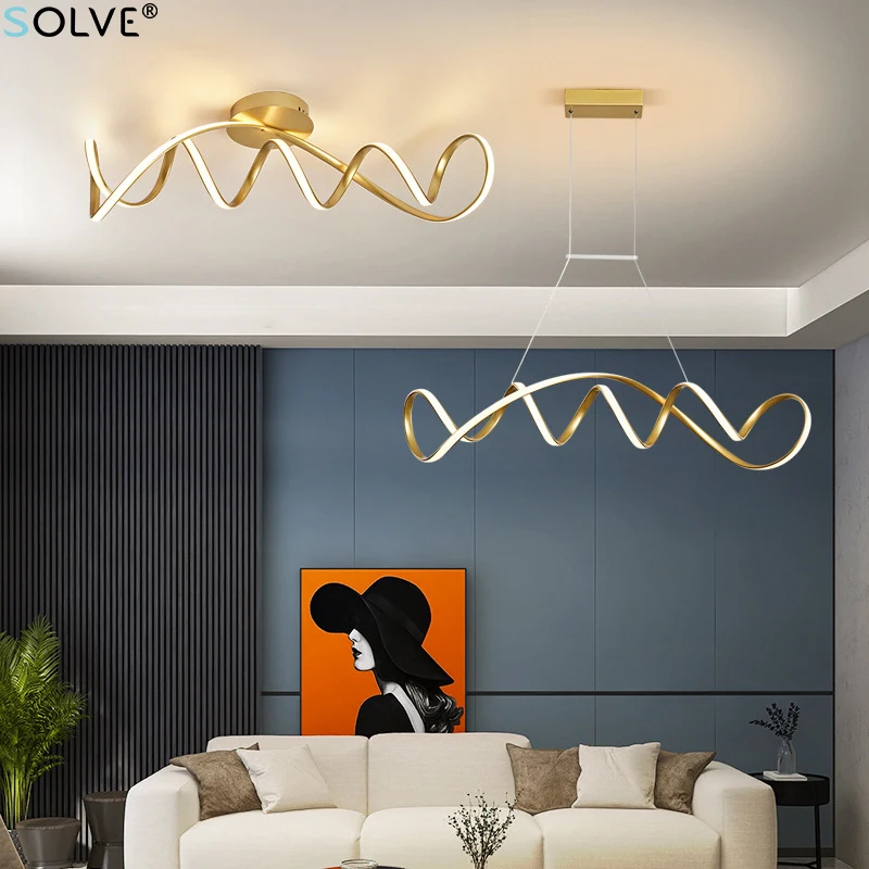 

Light Luxury LED Ceiling Chandelier Simple Creative Gold Pendant Light Living Room Bedroom Dining Room Interior Decoration Lamps