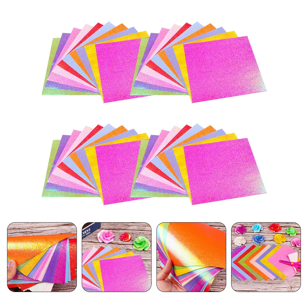 

100 Pcs Pearlescent Origami Folding Paper Christmas Craft Papers Color for Kids