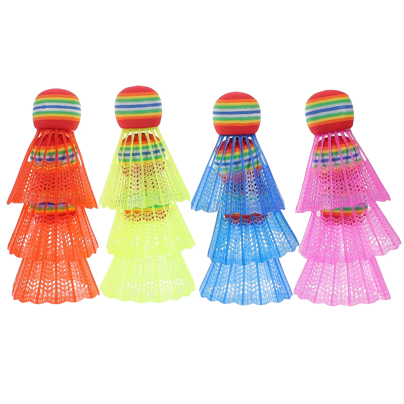 

12 pcs Colorful Shuttlecock Badminton Birdie Plastic Training Shuttlecocks For Kids Beginner Outdoor Indoor Sports Exercise