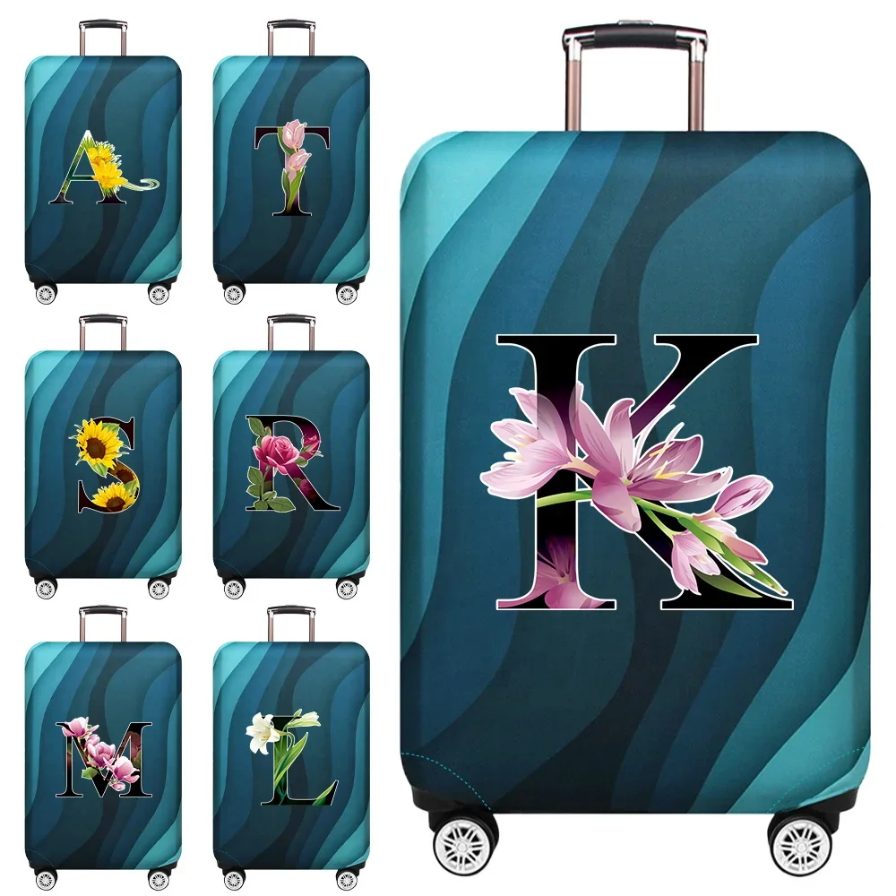 Luggage Cover Travel Suitcase Protective Cover Flower Color Print Dust-Proof Stretch Fabric for 18-32inch Baggage Case