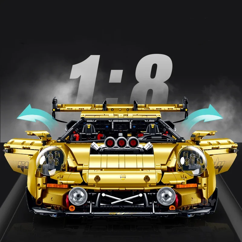 3824 Teile High-Tech Sportwagen Baukasten 1:8 Technische Goldene Version Supercar Modell Bausteine Spielzeug für Erwachsene Geburtstagsgeschenke