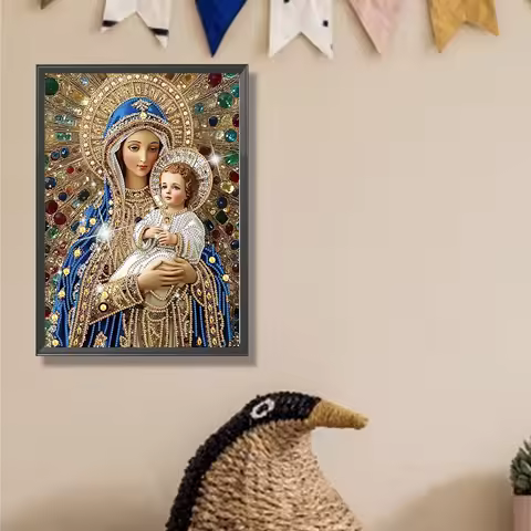 Virgin Mary Partial DIY 5D Special Shaped Drill Diamond Painting Gem Art for Adults/Beginners Gift Idea Home Decor 30x40cm