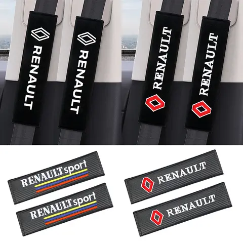 2PCS Carbon fiber Cotton Car Safety Belt Shoulder Cover seat belt pad for Renault koleos duster megane 2 logan clio Car Styling 8 best sales body kit logan - №6