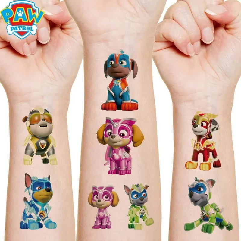 12styles Paw Patrol Toys Tattoo Stickers Anime Pet Dog Model Doll Chase Marshall Rocky Cute Cartoon Children Stickers Gifts