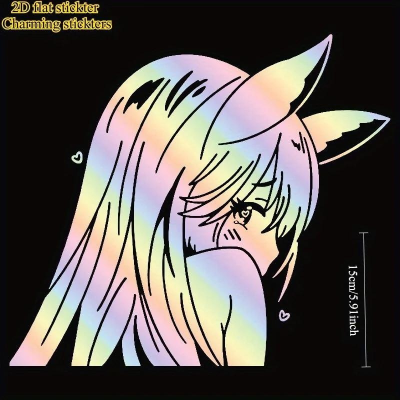 2D Flat Japanese Anime Beauty Vinyl Decals, Waterproof Stickers for Car Windows, Laptops & Auto Parts