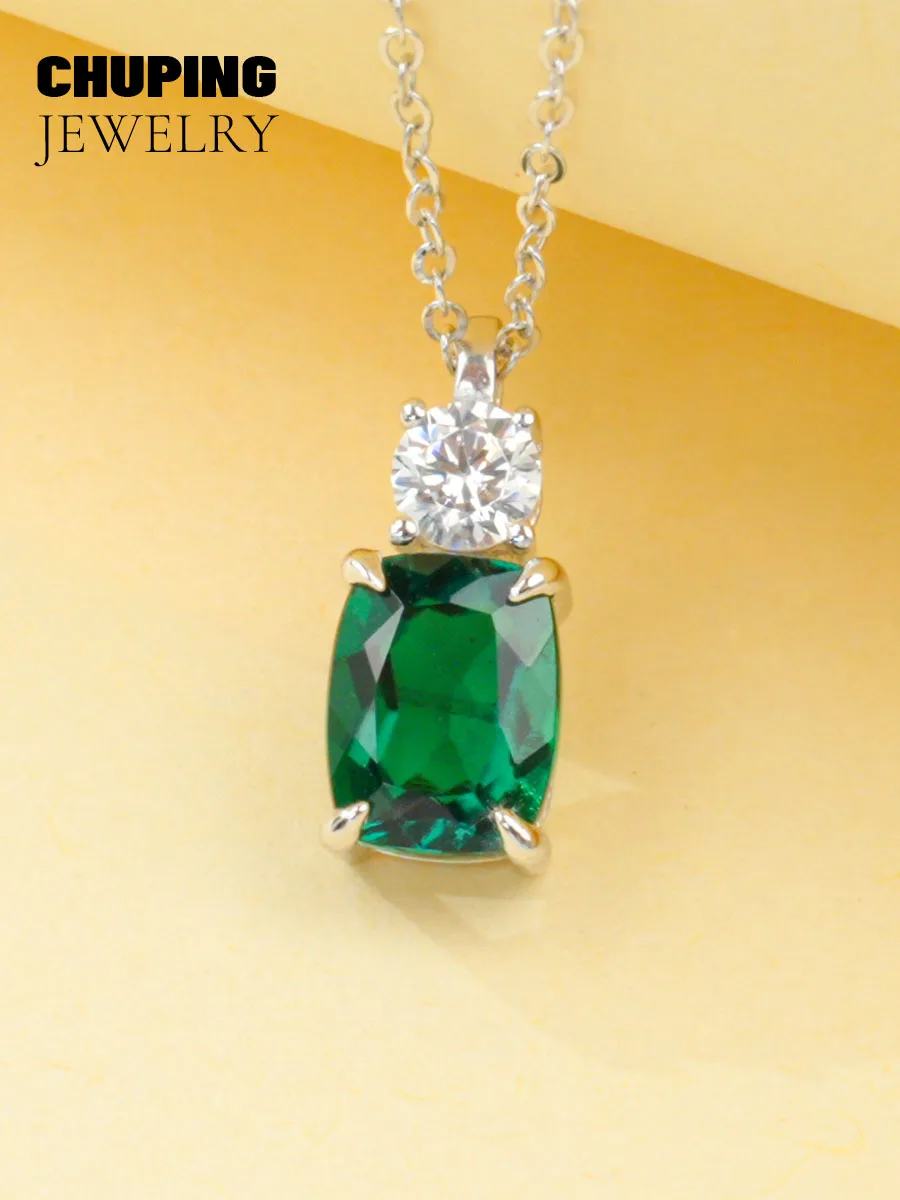 

ChuPing Fine Jewelry Lab Grown Emarald, Ruby & Sapphire S925, восьмиугольная огранка 6*8 мм, ожерелье для классической вечеринки или подарка на День святого Валентина
