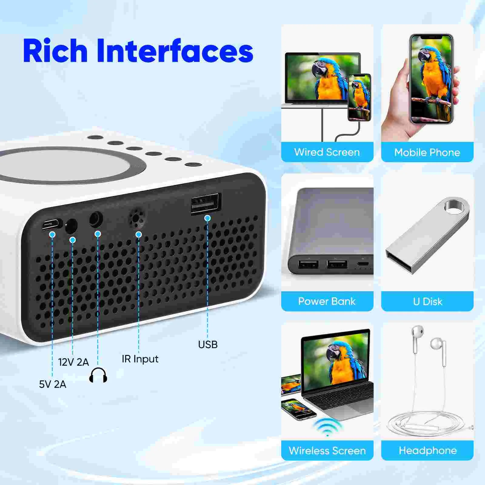 Small Projector High Definition Video Projector Household Theater System Supply(AU Plug) Portable Mini Projector