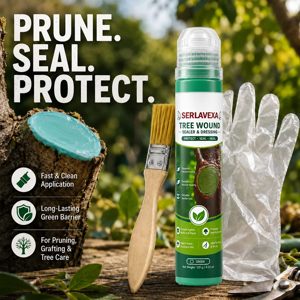 120g Tree Wound Sealer Paste with Brush and Gloves, Pruning Cut Dressing for Bark Repair, Grafting and Garden Tree Care
